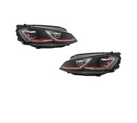 IMMLSX Faros Principales Automóvil Para VW Para GOLF 7 2013-2017 Halógeno Xenón GTI Faro Delantero DRL Faros Señal Giro Par LED Conjunto Faros Coche(Halogen He*lla 5 Lens-No Bulb,Red Line LHD)
