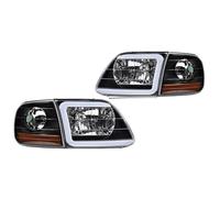 IMMLSX Faros Principales Para Ford Para F 150 Para Expedition 1997-2002 Lente Carcasa Negra Conductor Pasajero 2 Uds Conjunto De Faros LED Faro Delantero