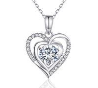immobird Corazón Collares Amor Colgante Collar Para Mujer Plata de Ley 925 Con Circonita Regalos para Esposa, Mamá