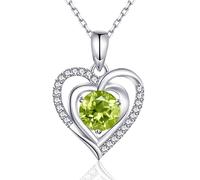 immobird Corazón Collares Amor Colgante Collar Para Mujer Plata de Ley 925 Con Peridoto Regalos para Esposa Mamá