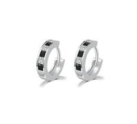 Immobird Pendientes Hombres Pendientes Aros Pendientes Mujer Aretes pequeños Plata de ley 925 Circonita Pendientes Negro Unisexo (12mm)