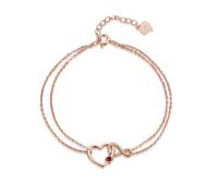 immobird Pulseras Mujer Plata de Ley 925 Pulseras Mujer Símbolo Amor Infinito con Circonita Color de Oro Rosa (Granate)