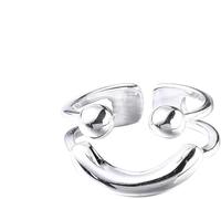 IMMUNOTRAX Anillo creativo con cara sonriente, anillo personalizado con cara sonriente, anillo abierto con cara sonriente para mujer, anillo con sonrisa para mujer