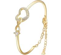 IMMUNOTRAX Siempre en mi corazón - Pulsera de corazón infinito, pulsera de corazón infinito para mi hija,amor para madre e hija, pulsera de corazón de circonita ajustable, regalo para mujer (Gold)