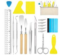 ImnBest Juego de 19 herramientas de desmalezado para manualidades, herramientas para pl¨®ter de acero inoxidable, accesorios para manualidades, Incluyendo Tijera, Pinzas, escardadores, raspador