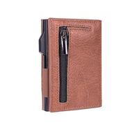 IMOCKA Side Push Auto Pop-Up Card Holder, Minimalist Card Holder Wallet, Credit Card Holder for Men and Women, Money Bag (1 Size,Brown)