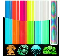 IModeur Paquete de 6 vinilos de transferencia de calor de poliuretano que brillan en la oscuridad con 1 paquete reflectante HTV - Vinilo para planchar de 12 x 10 pulgadas para Cricut Maker, Silhouette