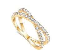 IMOLOVE Alianza de boda de moissanita, anillo entrecruzado para mujer, plata de ley, anillo apilable para mujer, Piedra preciosa