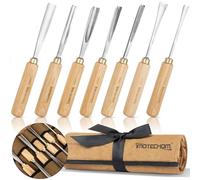 IMOTECHOM Juego de 7 cinceles para carpintería con bolsa de lona, gubias y cinceles para tallar, cuchillas de acero CR-V 60