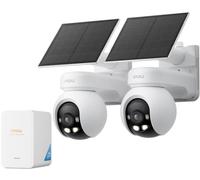 Imou 4K Cámara Vigilancia Exterior Solar, Kit 2 Camaras+Hub, Banda WiFi 6 | AOV Grabación 24/7; Batería 10000mAh; Smart Hub con Reconocimiento Facial/Seguimiento entre Cámaras; Sin Cuotas,32GB Incluido