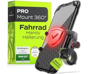 Impact Pro Mount 360° - Soporte universal para teléfono móvil para bicicleta y moto de metal, con articulación esférica de 360 grados y goma de seguridad