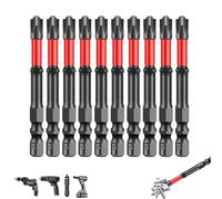 Impact Screwdriver Bit Set for Electricians, Electrician Fph2#2 Phillips Bit, Electrician Screwdriver Bits, Fph2 Lmpact ScrewdriverBit Set (65mm,10pcs)