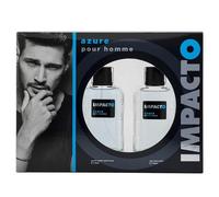 IMPACTO - Azure, Estuche de Regalo Hombre, Agua de Colonia 100 ml + After Shave 100 ml, Pack 2 Piezas, Eau de Toilette Natural y Masculina, Aroma Amaderado, Fragancia Fresca, Atrayente y Duradera