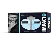 IMPACTO - Azure, Estuche de Regalo Hombre, Agua de Colonia 100 ml + After Shave 100 ml, Pack 2 Piezas, Eau de Toilette Natural y Masculina, Aroma Amaderado, Fragancia Fresca, Atrayente y Duradera
