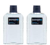 IMPACTO - Azure Pack de 2 x 200 ml, Agua de Colonia Hombre, Perfume Formato Spray, Eau de Toilette Natural y Masculina, Aroma Amaderado, Fragancia Fresca, Atrayente y de Larga Duración