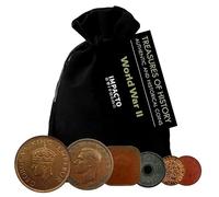 IMPACTO COLECCIONABLES | 6 Monedas Auténticas de la Segunda Guerra Mundial (1938-1945) - Colección Pearl Harbor y Guerra del Pacífico en Bolsa de Terciopelo - con Certificado de Autenticidad