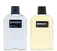 IMPACTO - Colonias Hombre Classic + Azure, Pack de 2 x 200 ml, Agua de Colonia en Formato Spray, Eau de Toilette Natural y Masculina, Fragancia Fresca y Atrayente, Colonia Elegante y Duradera