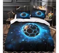 Impacto del balón de fútbol Funda de Edredón Estampado 3D Juego de 3 Piezas Cierre de incluye Fundas de Almohada Lavables Fotografía de estilo natural Funda Edredon for Ancianos King（220x240cm）