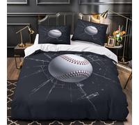 Impacto del béisbol Funda de Edredón Impresión 3D Juego de 3 Piezas Suave Cierre de Cremallera Oculta incluye Fundas de Almohada Estilo de acción deportiva Funda Edredon for niña Single（135x200cm）