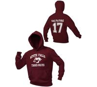 Impacto Gráfico Inspirado en Vampiros Místicos - Sudadera con Capucha Salvatore 17, Vino, XL