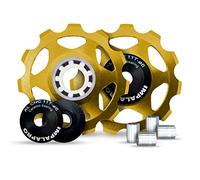 IMPALAPRO Bike Set 2 Roldanas Ceramicas 11T Cambio Trasero Bicicleta - Rueda Jockey Cambio Trasero - Roldanas 11T - Polea Bicicleta - Jockey Wheel - Rodamiento Cerámica - Roldanas MTB (Dorado)