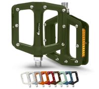 IMPALAPRO - Pedales Bicicleta con Reflectantes - Pedal para Bici con Reflectores - Pedales Plataforma de Nylon Antideslizante - Pedales MTB Carretera City BMX E-Bike - 9/16 Pulgadas (Verde Oscuro)