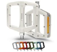 IMPALAPRO - Pedales Bicicleta con Reflectantes - Pedal para Bici con Reflectores - Pedales Plataforma de Nylon Antideslizante - Pedales MTB Carretera City BMX E-Bike - 9/16 Pulgadas (Blanco)
