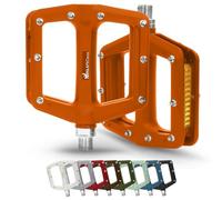 IMPALAPRO - Pedales Bicicleta con Reflectantes - Pedal para Bici con Reflectores - Pedales Plataforma de Nylon Antideslizante - Pedales MTB Carretera City BMX E-Bike - 9/16 Pulgadas (Naranja)