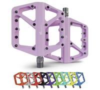 IMPALAPRO Pedales Bicicleta de Plataforma Ancha de Nailon (115×113 mm) ultraligeros (180 g) - Pedales MTB y Carretera con 16 Pines de Acero Inoxidable Antideslizantes y cojinete Sellado CR-MO (Lila)