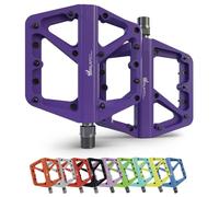 IMPALAPRO Pedales Bicicleta Plataforma Ancha de Nailon (115×113 mm) ultraligeros (180 g) - Pedales MTB y Carretera con 16 Pines Acero Inoxidable Antideslizantes y cojinete Sellado CR-MO (Violeta)