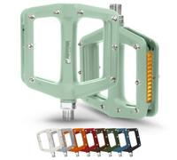 IMPALAPRO Pedales Bicicleta Plataforma Nylon con Reflectantes 354g | Pedales Plataforma Media 98x108mm, 16 Pines Inox, Rodamiento Sellado DU, Eje CR-MO - Pedales MTB Plataforma, Ciudad y BMX