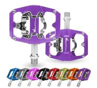 IMPALAPRO - Pedales Mixtos MTB Compatibles con Shimano SPD - Pedales MTB Mixtos de Doble Función Pedales Plataforma y Pedales SPD - 3 Rodamientos Sellados - 9/16 Pulgadas (Violeta)
