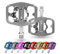 IMPALAPRO - Pedales Mixtos MTB Compatibles con Shimano SPD - Pedales MTB Mixtos de Doble Función Pedales Plataforma y Pedales SPD - 3 Rodamientos Sellados - 9/16 Pulgadas (Gris)