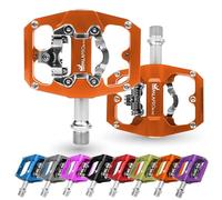 IMPALAPRO - Pedales Mixtos MTB Compatibles con Shimano SPD - Pedales MTB Mixtos de Doble Función Pedales Plataforma y Pedales SPD - 3 Rodamientos Sellados - 9/16 Pulgadas (Naranja)