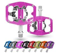 IMPALAPRO - Pedales Mixtos MTB Compatibles con Shimano SPD - Pedales MTB Mixtos de Doble Función Pedales Plataforma y Pedales SPD - 3 Rodamientos Sellados - 9/16 Pulgadas (Fucsia)