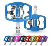 IMPALAPRO - Pedales Mixtos MTB Compatibles con Shimano SPD - Pedales MTB Mixtos de Doble Función Pedales Plataforma y Pedales SPD - 3 Rodamientos Sellados - 9/16 Pulgadas (Azul)