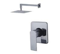 Impalli - Kit de ducha empotrado de una vía con alcachofa de ducha, placa cuadrada ultraplana de 25 x 25 cm y brazo de ducha, acabado cromado, serie 21/23
