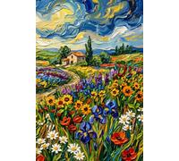 Impasto Field of Flowers Van Gogh Inspired Textured Art Journal: a GRAPH notebook for self-expression