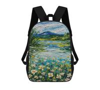 Impasto Landscape with Flowers And Mountain Mochila Escolar De 17 Pulgadas Para Adolescentes, Con Estampado 3D, Ajustable Y Con Bolsillos, Ideal Para Niños, Niñas Y Estudiantes.