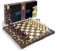 Imperator Juego de ajedrez de madera de lujo de 21 pulgadas para adultos y niños, hecho a mano en madera de haya y abedul de calidad