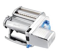 Imperia Electric Línea Clásica. Máquina de pasta eléctrica. Made in Italy. Máquina de pasta fresca en acero con motor eléctrico 220v. Laminadora eléctrica para lasagne, tagliolini, fettuccine. (Plata)