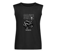 Imperial by Soen - Camiseta sin mangas para hombre, cuello redondo, 100 % algodón, unisex, sin mangas, Negro, S