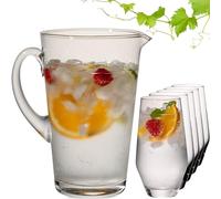 Imperial Crystalline Serie Roma - Juego de jarra y vasos (1 jarra de 1680 ml + 6 vasos de 520 ml, hechos a mano)