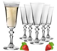 IMPERIAL - Elegantes juego de copas de champán con ornamento decorativo 180ml "Vintage" de 6 piezas, copas de cristal de vidrio Crystalline