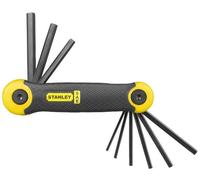 STANLEY Juego de 9 Llaves Hexagonales en Pulgadas (5/64'' - 1/4''), Cuerpo Ergonómico Recubierto de Caucho, Puntas Biseladas, Acabado en Fosfato Negro, 2-69-265