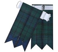 Imperial Kilt Products - Falda escocesa para hombre con ajustador de hebilla, color negro liso y tartán para reloj, manguera, calcetín, ligas, Reloj negro de tartán, M-L