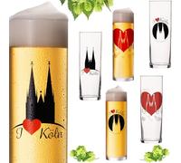 Imperial Kölschgläser Kölschgläser con motivos de la Catedral de Colonia, 200 ml (máx. 240 ml) Set de 6 piezas Kölsch barras de cristal 0,2 L vasos de cerveza Colonia, KOL1-KR-P6