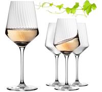 Imperial London - Copas de vino blanco (460 ml, 4 piezas, estriadas, de cristal Riesling)