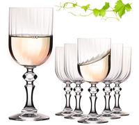 Imperial Praga - Copas de vino estriadas (320 ml, 6 piezas, aptas para lavavajillas, estilo vintage)