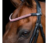 Imperial Riding IRH Beads, Diadema de Piel con Perlas de Cristal y Cristales Brillantes, Cierre de Pin, Color Rosa